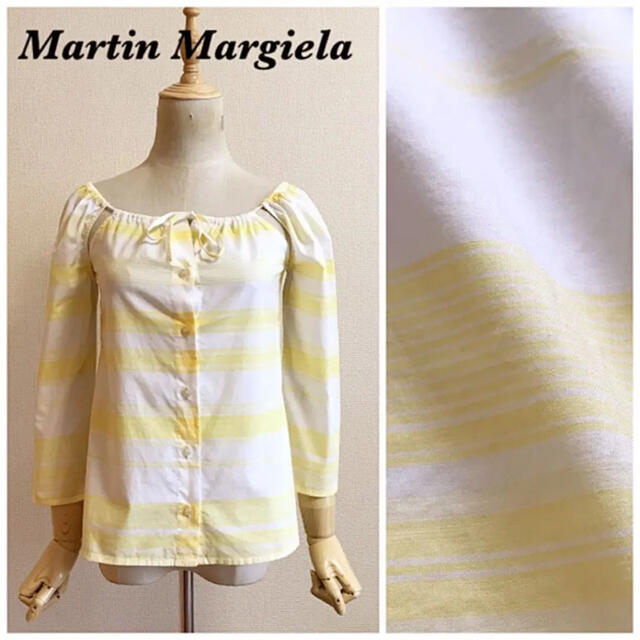 MARTIN MARGIELA ボーダーブラウス シャツ+ブラウス(長袖+七分)