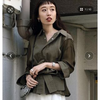 アメリヴィンテージ(Ameri VINTAGE)のAMERI POCKET VEST LIKE SHIRT カーキ(シャツ/ブラウス(長袖/七分))