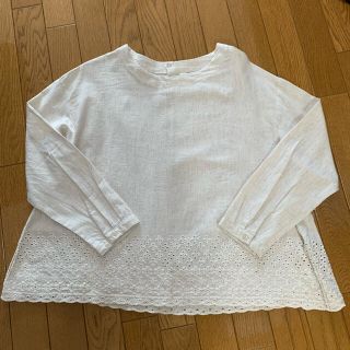 サマンサモスモス(SM2)の美品　長袖ブラウス　綿麻　レース(シャツ/ブラウス(長袖/七分))