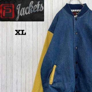 SPjackets デニムジャケット　スタジャン　ビッグサイズ　ストライプ　XL(Gジャン/デニムジャケット)