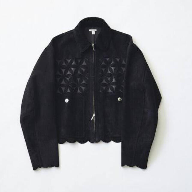 masu flower cut leather blouson