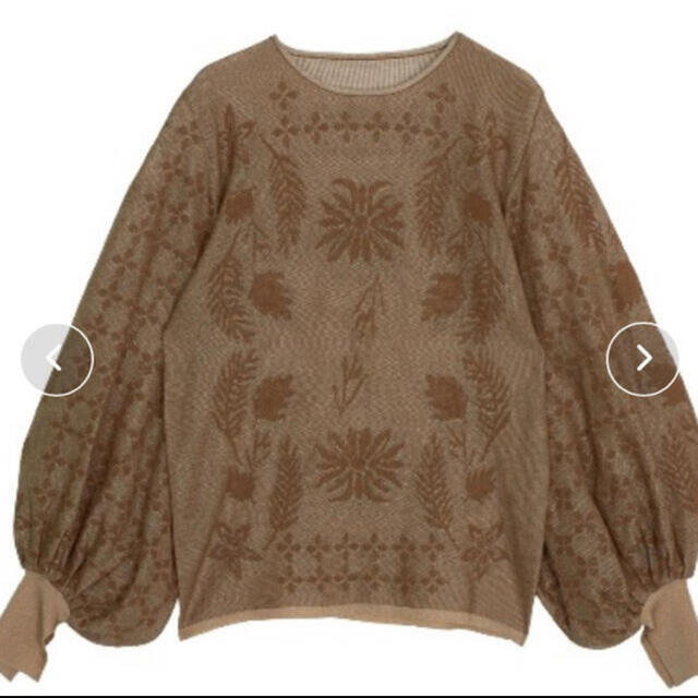 Ameri  MEDI LACE JACQUARD KNIT ブラウン