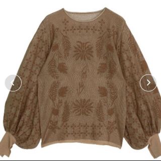 アメリヴィンテージ(Ameri VINTAGE)のAmeri  MEDI LACE JACQUARD KNIT ブラウン(カットソー(長袖/七分))