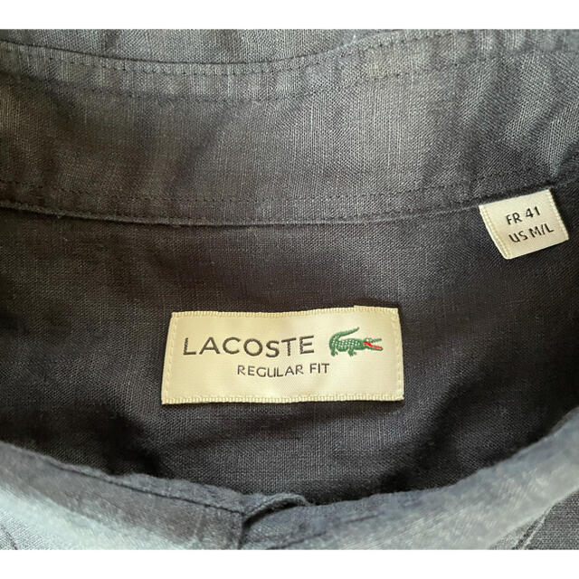 LACOSTE(ラコステ)の極美品 LACOSTE ラコステ 麻リネン 長袖シャツ ネイビー 41 日本L メンズのトップス(シャツ)の商品写真