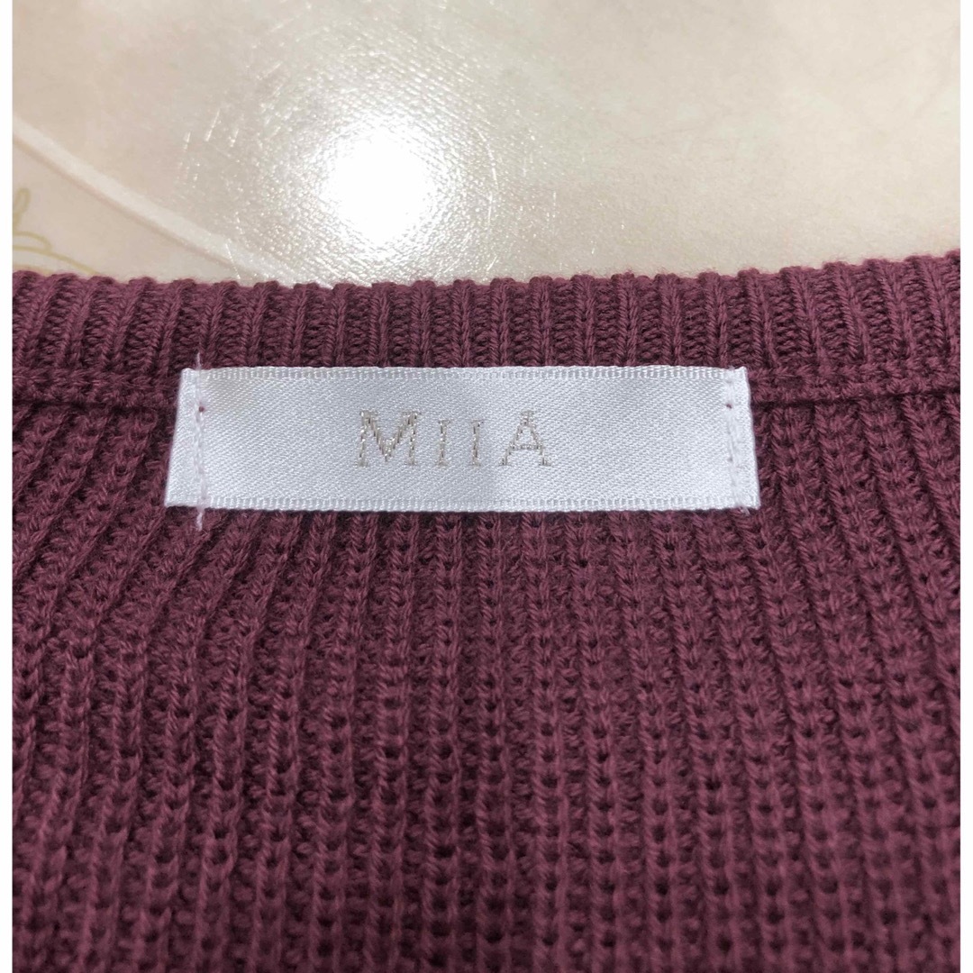 MIIA(ミーア)のMIIA  あったか半袖ニットトップス　ボルドー　サイズF レディースのトップス(ニット/セーター)の商品写真