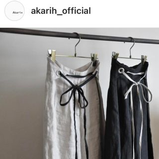 アメリヴィンテージ(Ameri VINTAGE)のakariH ベルト付リネンワイドパンツ　ベージュ(カジュアルパンツ)