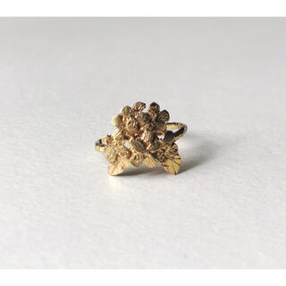 美品 紫陽花 リング 指輪 アジサイ フラワー ゴールド 13号 金 真鍮 花(リング(指輪))