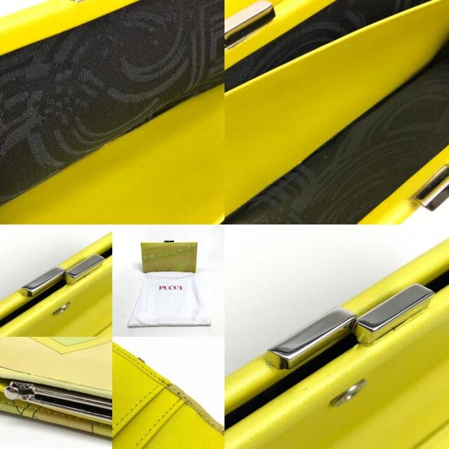 EMILIO PUCCI(エミリオプッチ)の美品 エミリオプッチ がま口 二つ折り財布 イエロー系 レザー レディース レディースのファッション小物(財布)の商品写真