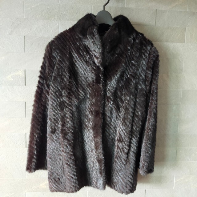 高級毛皮のコート、高級ミンクファーコート ダークブラウンレディース