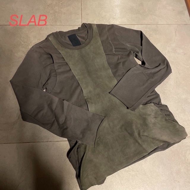 Rick Owens(リックオウエンス)のRick Owens SLAB レザー切替カットソー メンズのトップス(Tシャツ/カットソー(七分/長袖))の商品写真