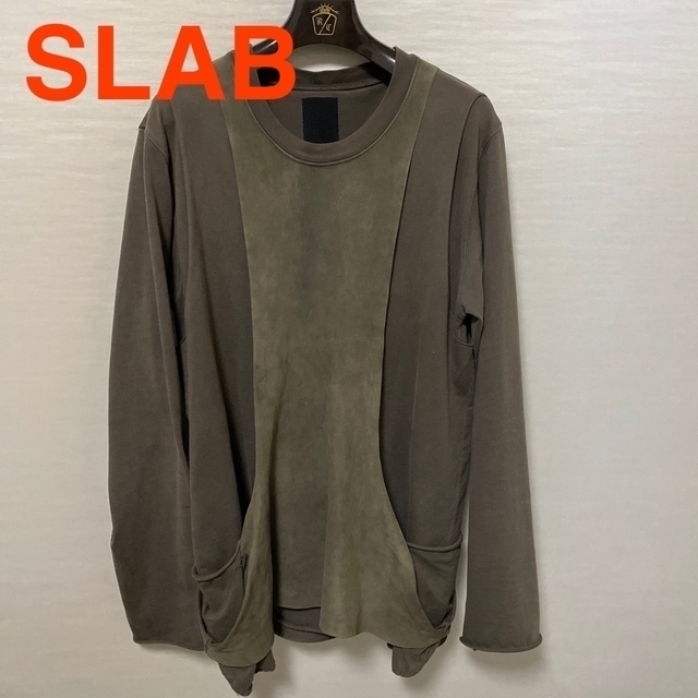 Rick Owens(リックオウエンス)のRick Owens SLAB レザー切替カットソー メンズのトップス(Tシャツ/カットソー(七分/長袖))の商品写真