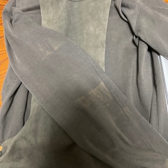 Rick Owens(リックオウエンス)のRick Owens SLAB レザー切替カットソー メンズのトップス(Tシャツ/カットソー(七分/長袖))の商品写真