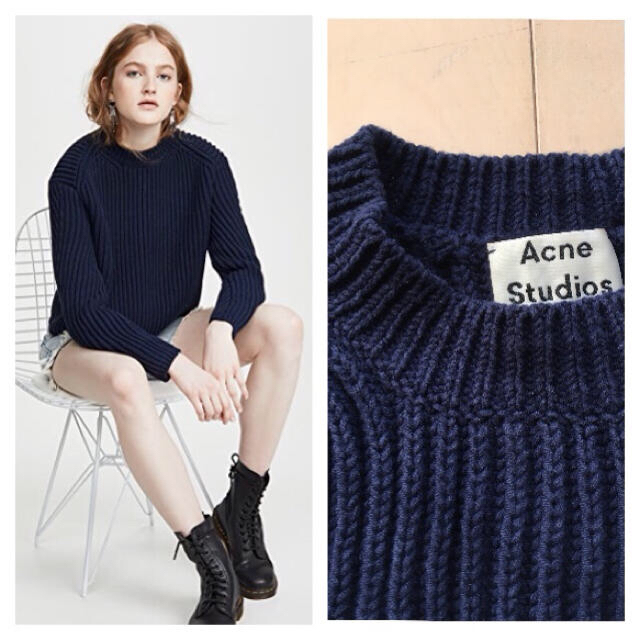 Acne studios アクネ メランジニット XS ネイビーブルーブラック - ニット