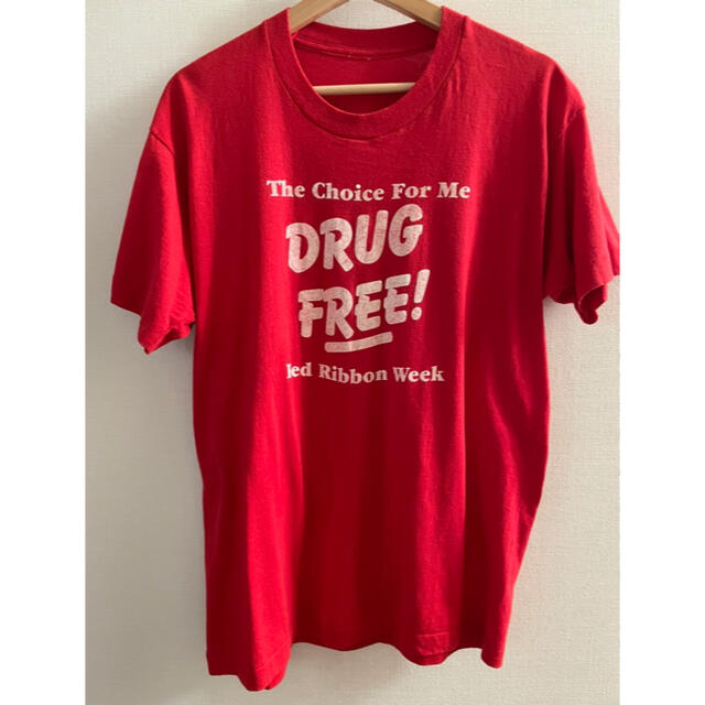 ノーブランド DRUG FREE Tシャツ 最安値挑戦 RibbonWeek 【爆売り！】 Red