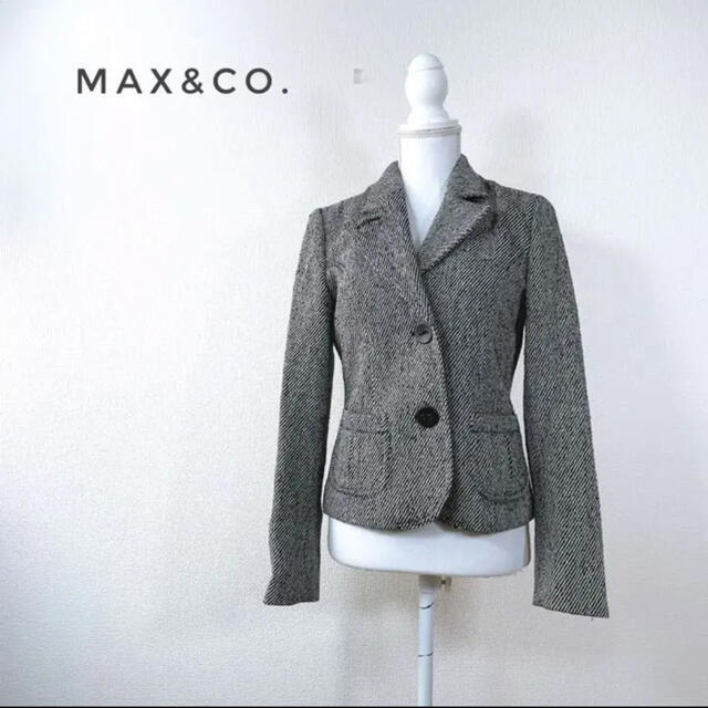 Max & Co.(マックスアンドコー)の【Max&Co.active】白✖️黒　ツィードジャケット　2way シングル レディースのジャケット/アウター(テーラードジャケット)の商品写真