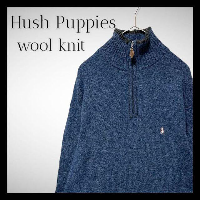 Hush Puppies - 【美品】ハッシュパピー ウールニット ロゴ刺繍 ハーフ