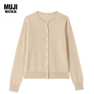 ムジルシリョウヒン(MUJI (無印良品))のMUJI✨無印良品 カシミヤ100％ クルーネック カーディガン オートミール(カーディガン)