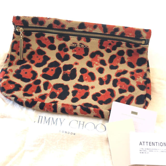 JIMMY CHOO(ジミーチュウ)の【中古全国送料無料】JIMMY CHOO ジミー チュウ ヒョウ柄クランチバック レディースのバッグ(クラッチバッグ)の商品写真