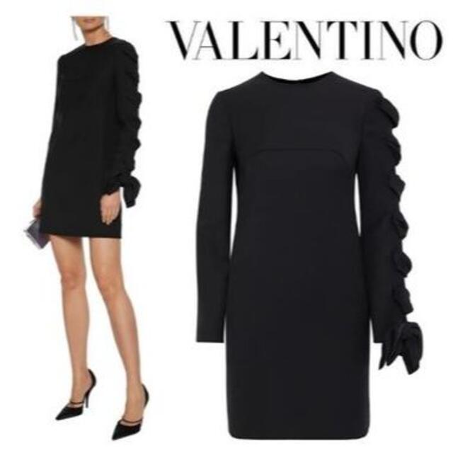 VALENTINO(ヴァレンティノ)のVALENTINO  ヴァレンチノ  リボン 装飾 リトルブラックドレス　 レディースのワンピース(ミニワンピース)の商品写真