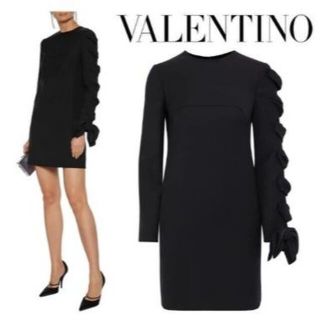 ヴァレンティノ(VALENTINO)のVALENTINO  ヴァレンチノ  リボン 装飾 リトルブラックドレス　(ミニワンピース)