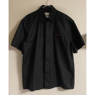 極美品 21SS JIL SANDERメタルピン ポプリン シャツ 黒719L▲