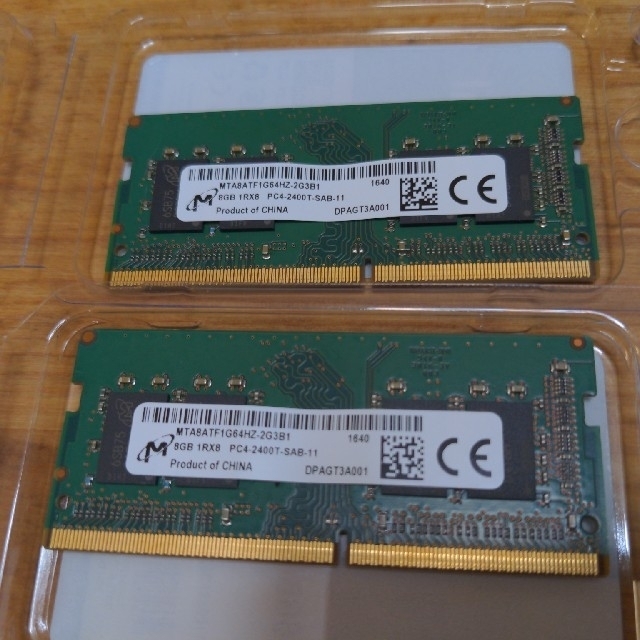 ノートPCメモリ DDR4-2400T 8GB✕2枚 合計16GB