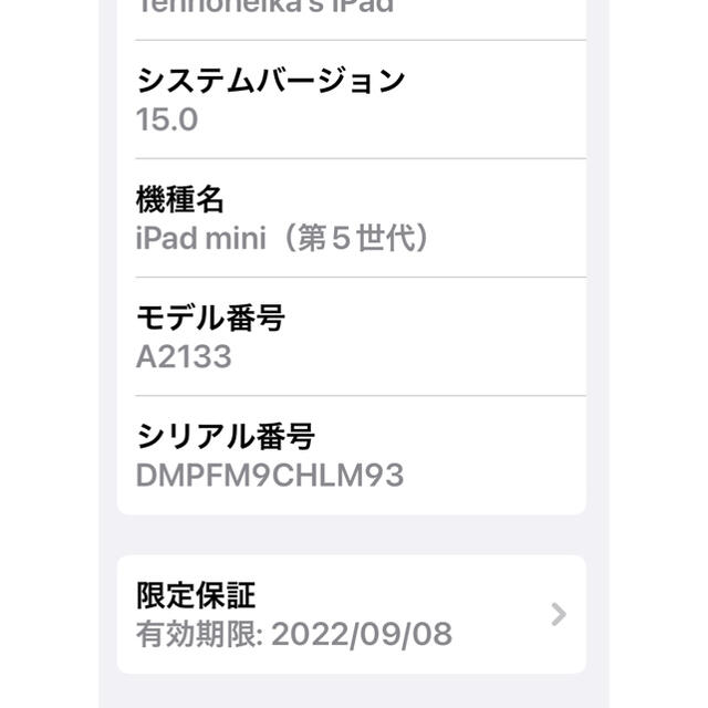 ほぼ新品iPad mini5 64gb wifi 9