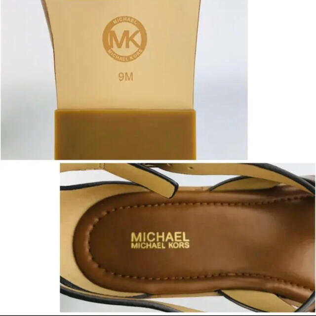 Michael Kors(マイケルコース)の新品未使用★マイケルコース・レザーMKバックル付 トングサンダル（9M） レディースの靴/シューズ(サンダル)の商品写真