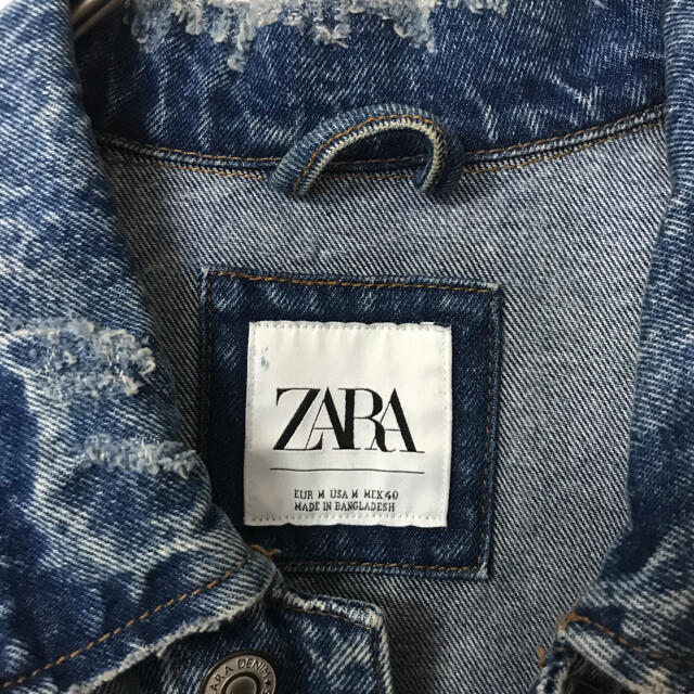 ZARA(ザラ)の【ZARA】ザラ♡Gジャン♡デニムジャケット♡ダメージ加工 バックプリント メンズのジャケット/アウター(Gジャン/デニムジャケット)の商品写真