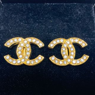 【限定価格】CHANEL シャネル イヤリング ココマーク ココ ラウンド ヴィンテージ アクセサリー  GP  ラインストーン  23 ゴールド レディース 約43.3g 定番 美品【品】