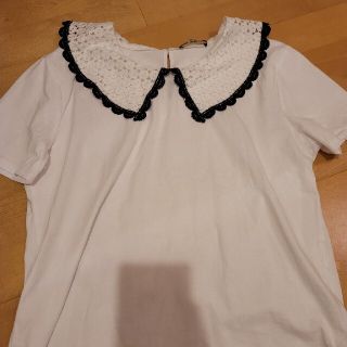 ザラ(ZARA)のZARA♥️新品レース襟Tシャツ(Tシャツ(半袖/袖なし))