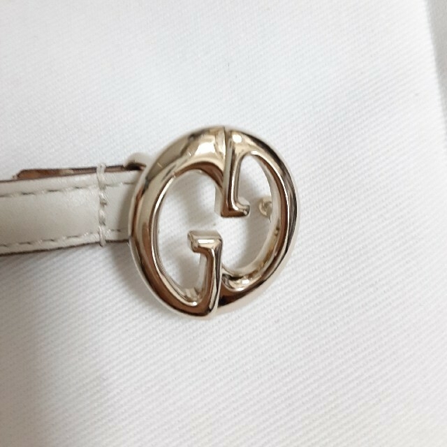 Gucci(グッチ)のGUCCI グッチ GG バックル リアルレザー ベルト ホワイト レディースのファッション小物(ベルト)の商品写真