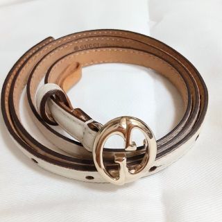 グッチ(Gucci)のGUCCI グッチ GG バックル リアルレザー ベルト ホワイト(ベルト)