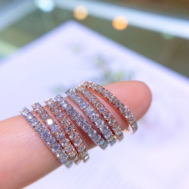 天然ダイヤモンドハーフエタニティリング約0.26ct k18