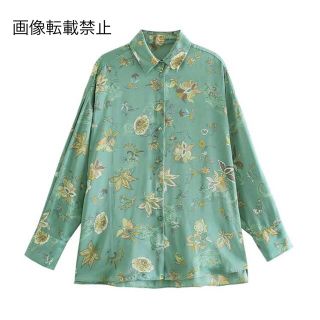 ザラ(ZARA)の🎃10月新作👻6173◆green グリーン vintage 花柄 シャツ(シャツ/ブラウス(長袖/七分))