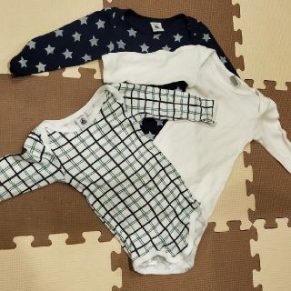 プチバトー(PETIT BATEAU)のプチバトー 長袖ボディ ロンパース  3枚組(ロンパース)