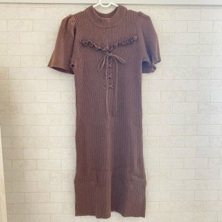 シュープリームララ(Supreme.La.La.)のニットワンピース、編み上げリボン(ひざ丈ワンピース)