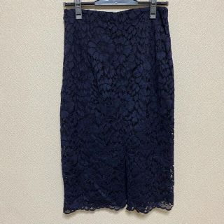 ザラ(ZARA)のZARA レースタイトスカート　ブルー(ひざ丈スカート)