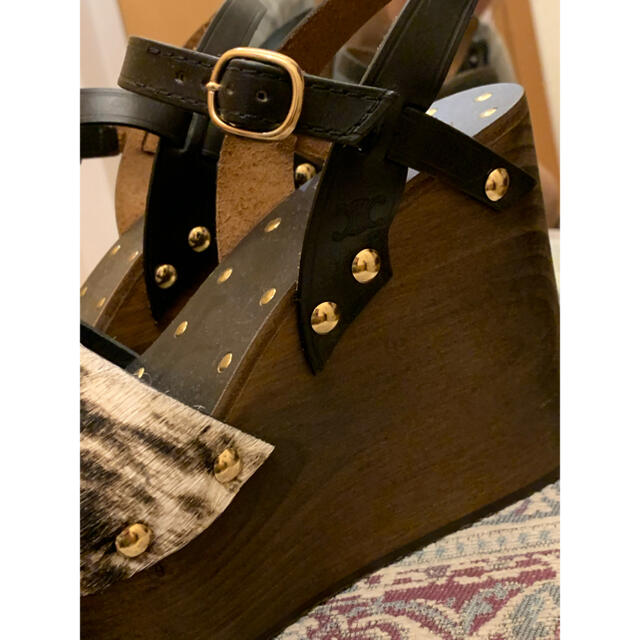 CELINE】size37.5/ウッド/厚底サンダル/箱有り - サンダル CELINE】size37.5/ウッド/厚底サンダル/箱有り - サンダル