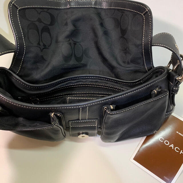 極美品✨COACH ショルダーバッグ 2way ファスナー レザー 黒 紺