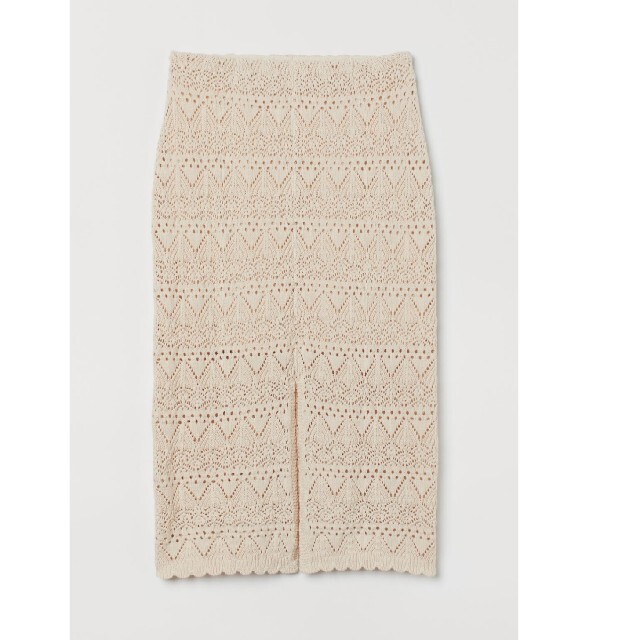H&M(エイチアンドエム)のH&M 新垣結衣 ガッキー ホールニット スカート ナチュラル S レディースのスカート(ひざ丈スカート)の商品写真
