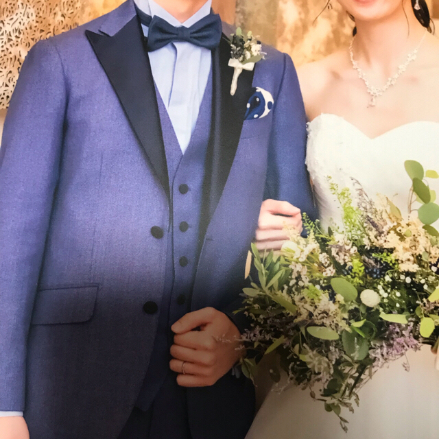 結婚式　シャツ　蝶ネクタイ　スカーフ　2セット　お色直し　ワインレッド　紺