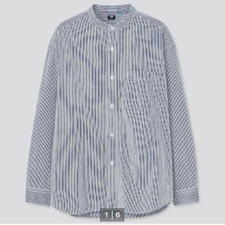 ユニクロ(UNIQLO)のヒッコリーオーバーサイズスタンドカラーシャツ（長袖）(シャツ)