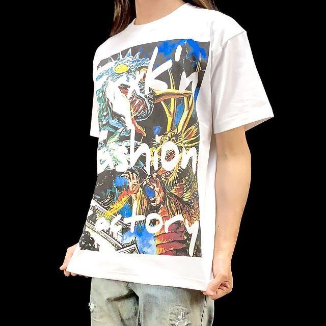 【ビッグ プリント Tシャツ】新品 レトロ 怪獣 アート ワーク デザイン