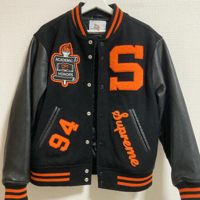 Supreme - supreme 正規品　Team Varsity Jacket オレンジ　S