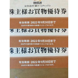 最新　12,000円分　クリエイトSD 株主優待券(ショッピング)