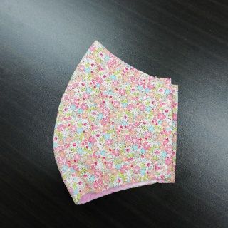 マスク(THE MASK)のハンドメイド　L　子供～女性用　立体インナーマスク　Wガーゼ使用　ピンク花柄(その他)