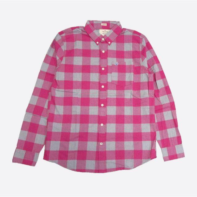 Hollister(ホリスター)の★新品★ホリスター★チェック長袖ボタンダウンシャツ (Pink/Grey/L) メンズのトップス(シャツ)の商品写真