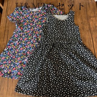 エイチアンドエム(H&M)のH&M花柄ワンピース100〜110cm2点セット(ワンピース)