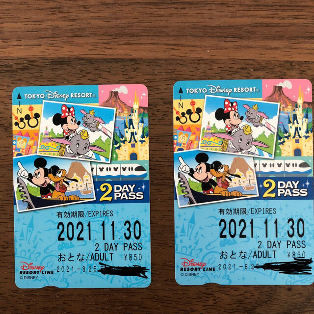 未使用　ディズニーリゾートライン　2dayパス チケットの施設利用券(遊園地/テーマパーク)の商品写真
